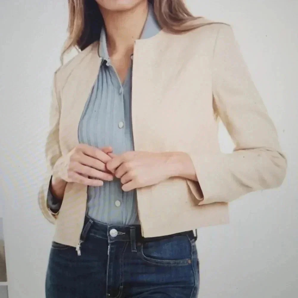 THEORY LINEN BLEND MOTO JACKET